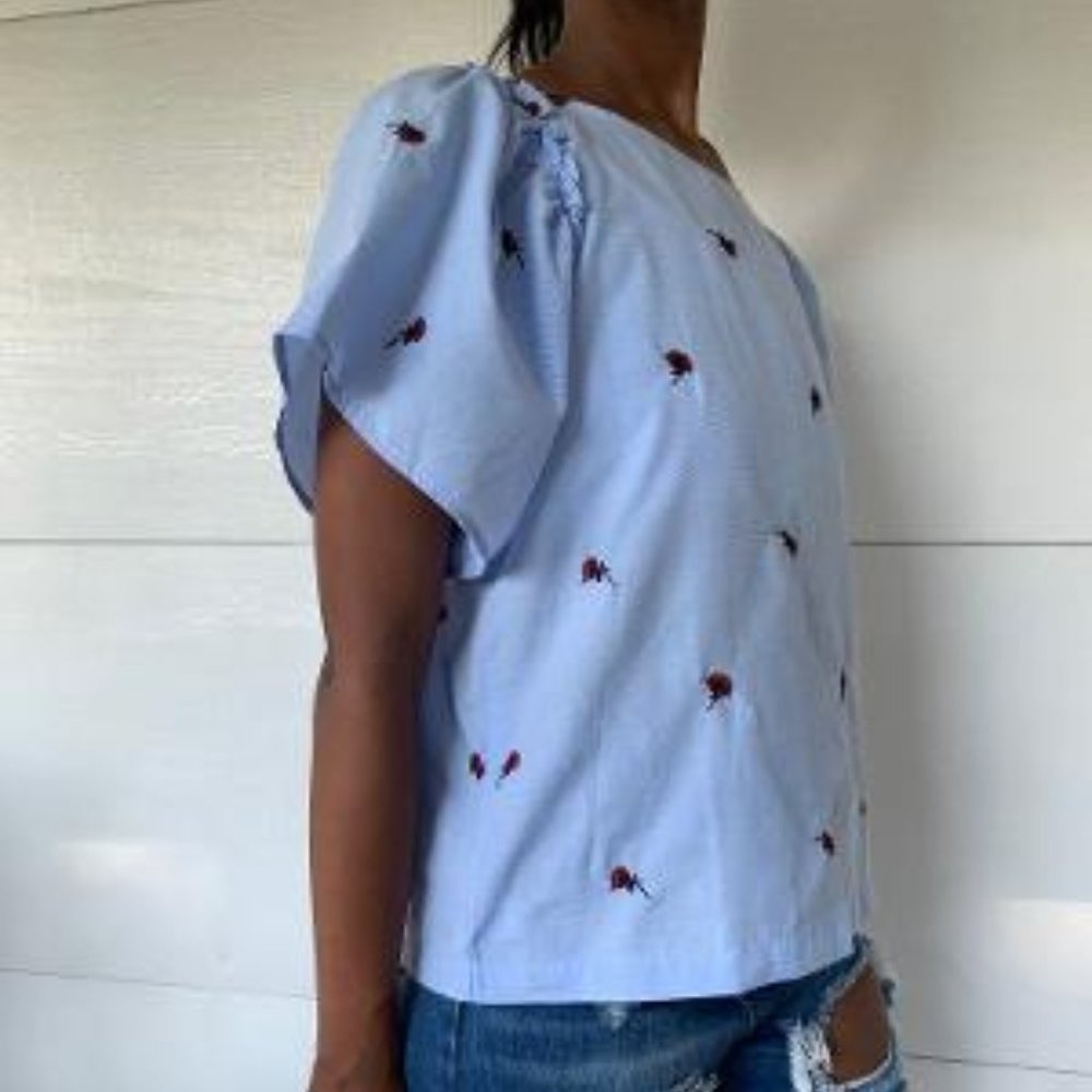 Loft Ruffle Sleeve Top (S)